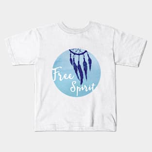 Free Spirit Blue Dreamcatcher Kids T-Shirt